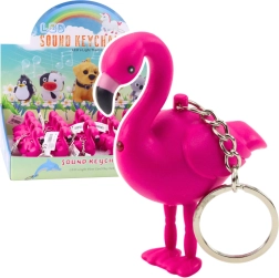 Raktų pakabukas flamingas su LED ir garsu (rožinis)