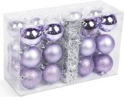 Violetinių kalėdinių eglutės žaisliukų rinkinys, 26 vnt.