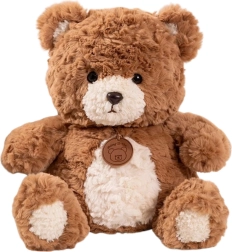 Pliušinis meškiukas su medalionu, rudas, 25 cm