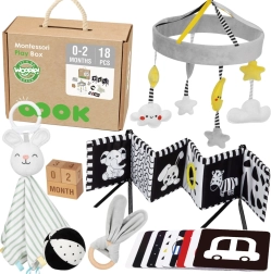 Edukacinis montesorio rinkinys 7-in-1 naujagimiams 0–2 mėn. WOOPIE GREEN