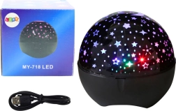 Žvaigždžių projektorius naktinė lemputė ir „Bluetooth“ garsiakalbis 2 viename, juodas