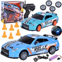 RC drifto automobilis su nuotoliniu valdymu 1:24 su kūgeliais ir atsarginiais ratais