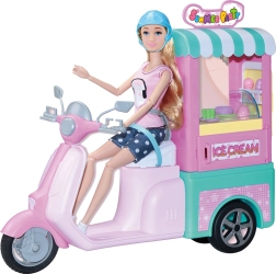 Ledų pardavėja lėlė 30 cm su motoroleriu