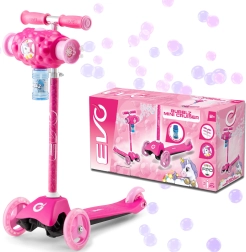 EVO Bubblz Mini Cruiser children’s three-wheel scooter with bubble maker, pink