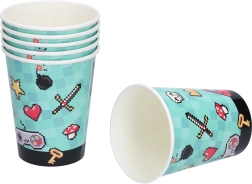 Popieriniai vakarėlių puodeliai ŽAIDIMAS 250 ml – rinkinys 6 vnt.