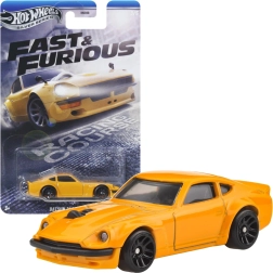 Hot Wheels Greiti ir įsiutę Datsun 240Z geltonas modelis 1:64, 6,5 cm