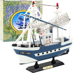 Kolekcinis žvejybinio laivo modelis Flying Lady, mėlynas, 24x23 cm