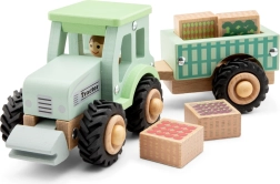 Medinis traktorius su priekaba ir kroviniu
