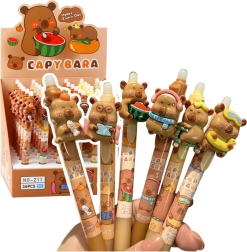 Automatinis ištrinamas rašiklis su kapibara 3D, mėlynas rašalas