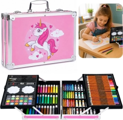 Kids’ unicorn art set in a pink case – 150 pcs