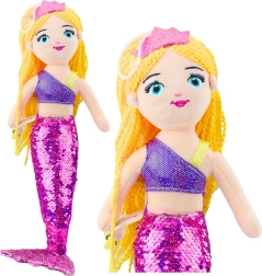 Pliušinė undinėlė su blizgančia uodega, violetinė, 48 cm