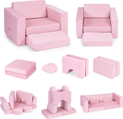 Modulinė vaikiška kėdutė su 8 pagalvėmis ECOTOYS – rožinė