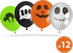 Set of Halloween Balloons with 4 Designs, 12 pcs