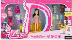 Aprengiama lėlė su gyvūnėliais ir priedais, 8 cm