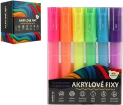 Akriliniai fluorescenciniai žymekliai, 6 vnt., popieriui, stiklui, keramikai ir akmeniui