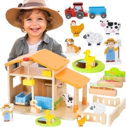Viga Toys medinis ūkis su priedais