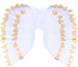 Angelo sparnai su plunksnomis balta–aukso
