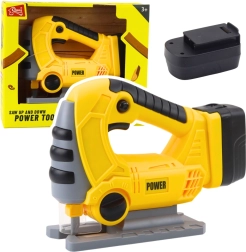 Vaikiškas akumuliatorinis siaurapjūklis su šviesomis ir garsais – geltonas