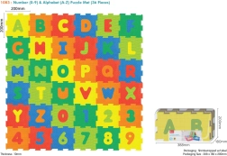 Foam floor puzzle 36 pcs with numbers and letters made of EVA for children 10m+