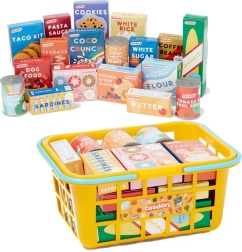 Geltonas apsipirkimo krepšelis CASDON su maisto produktais vaikams 3+