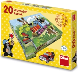 Medinės paveikslėlių kaladėlės – Kurmis ir transportas, 20 vnt.