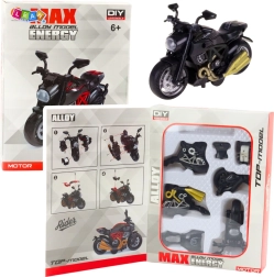 Metalinis motociklo modelis surinkimui 1:14, juodas su auksiniais elementais