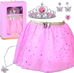 Kostiumas mažajai princesei fėjai drugeliui – rožinis tiulio sijonas ir papuošalai