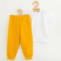 Vaikiškas medvilninis rinkinys: marškinėliai ir muslino kelnės NEW BABY Kindergarten toffee, dydis 110 (4–5 m.)