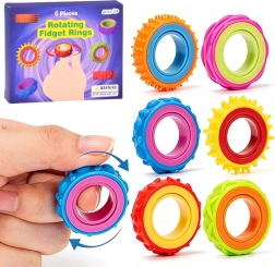 Besisukantys sensoriniai fidget žiedai – 6 vnt. rinkinys