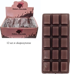 Anti-stress squishy toy in the shape of a dark chocolate bar