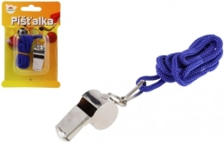 Metalinė švilpukas su mėlynu virvele