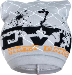 New Baby children's spring hat with lettering, gray