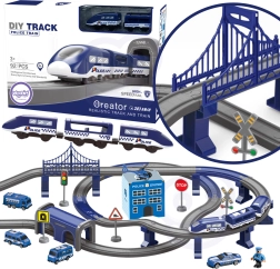 Elektrinė policijos traukinių trasa su automobiliais, 92 dalys, 300 cm