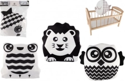 Pliušinis gyvūno formos pagalvėlė su magnetu 35 × 30 cm – dvipusė juodai balta/pilkai balta