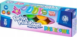 Guašas ASTRA, pastelinių spalvų 12×20 ml, 2 neoninės