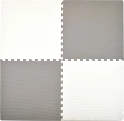 Putų grindų žaidimų kilimėlis HUMBI 120 × 120 cm, vandeniui atsparūs galvosūkiai, 4 dalys, pilka ir balta