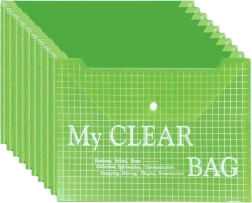 Permatomas A4 dokumentų vokas su spaude, žalias (20 vnt.)