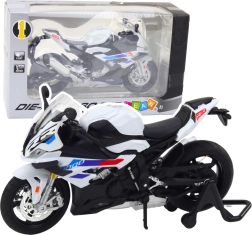 Sportinis metalinis motociklo modelis 1:12 baltas