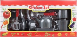 Vaikiškas plastikinis indų rinkinys virtuvėlei