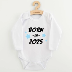 Kūdikių bodis su spauda New Baby Born in 2025, mėlynas, dydis 62 (3–6 mėn.)