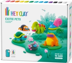 Hey Clay plastilinas – egzotiniai gyvūnai, rinkinys su 15 indelių