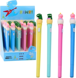 Šviečiantis dinozauro rašiklis su LED apšvietimu ir dangteliu