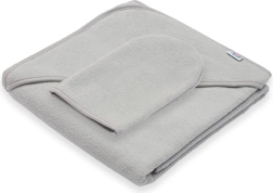 Children's terry towel with hood New Baby Basic 80 × 80 cm gray