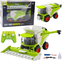 RC kombainas 2 viename su kukurūzų pjaunamąja, LED, garsais ir dūmų efektu 2,4 GHz