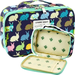 School pencil case organizer with blue pocket