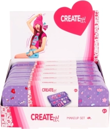 Violetinė išskleidžiama makiažo dėžutė CREATE IT! metalinėje dėžutėje