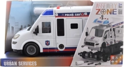 Sukamas policijos automobilis su baterijomis, efektais ir inerciniu mechanizmu