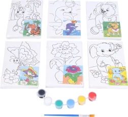 Tapybos drobė su šablonu 10 × 15 cm su dažais ir teptuku