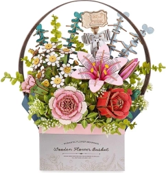 RoboTime 3D medinė dėlionė Gėlių Krepšelis