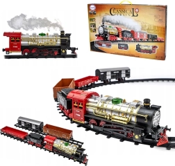 Woopie klasikinis elektrinis traukinukas su garsais, šviesomis ir dūmais – 29 dalių rinkinys